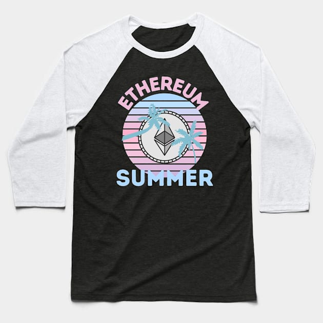 Ethereum Summer Retro Sunset Baseball T-Shirt by RedSparkle 